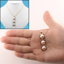 Load image into Gallery viewer, Pink Pearl Pendant – 14k Yellow Gold Triple Drop