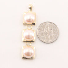 Load image into Gallery viewer, Pink Pearl Pendant – 14k Yellow Gold Triple Drop