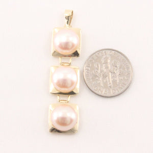 Pink Pearl Pendant – 14k Yellow Gold Triple Drop