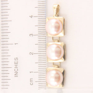 Pink Pearl Pendant – 14k Yellow Gold Triple Drop