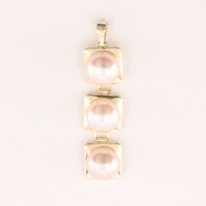 Pink Pearl Pendant – 14k Yellow Gold Triple Drop