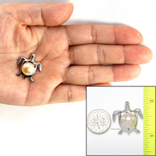 Load image into Gallery viewer, Pink Pearl Turtle Pendant – 14k White Gold (Hawaiian Honu)