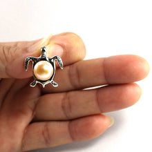 Load image into Gallery viewer, Pink Pearl Turtle Pendant – 14k White Gold (Hawaiian Honu)