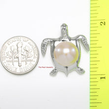 Load image into Gallery viewer, Pink Pearl Turtle Pendant – 14k White Gold (Hawaiian Honu)