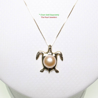 Pink Pearl Turtle Pendant – 14k Yellow Gold (Hawaiian Honu)