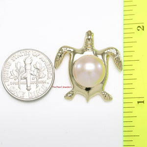 Pink Pearl Turtle Pendant – 14k Yellow Gold (Hawaiian Honu)