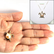 Load image into Gallery viewer, Pink Pearl Turtle Pendant – 14k Yellow Gold (Hawaiian Honu)