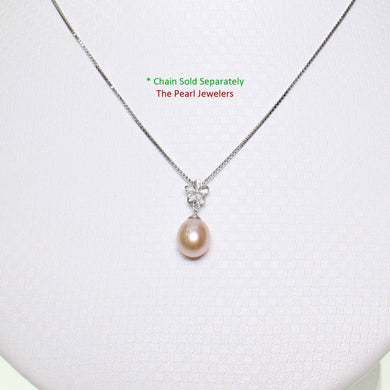 Pink Pearl Plumeria Pendant – 14k White Gold Hawaiian Style