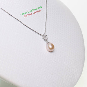 Pink Pearl Plumeria Pendant – 14k White Gold Hawaiian Style