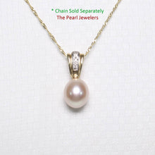 Load image into Gallery viewer, Pink Raindrop Pearl Pendant – 14k Yellow Gold + Diamond Bail