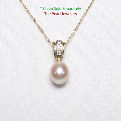 Pink Raindrop Pearl Pendant – 14k Yellow Gold + Diamond Bail