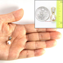 Load image into Gallery viewer, Pink Raindrop Pearl Pendant – 14k Yellow Gold + Diamond Bail