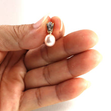 Load image into Gallery viewer, Pink Raindrop Pearl Pendant – 14k Yellow Gold + Diamond Bail