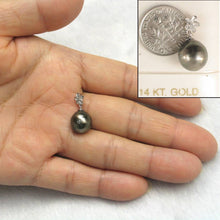 Load image into Gallery viewer, Plumeria-Bale Black Tahitian Pearl Pendant 14k