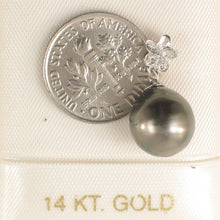 Load image into Gallery viewer, Plumeria-Bale Black Tahitian Pearl Pendant 14k