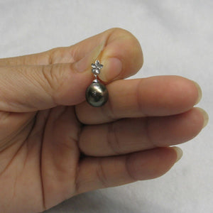 Plumeria-Bale Black Tahitian Pearl Pendant 14k