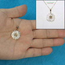 Load image into Gallery viewer, 14K Yellow Gold Carved Plumeria Mother of Pearl Pendant