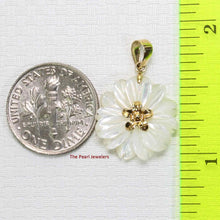 Load image into Gallery viewer, 14K Yellow Gold Carved Plumeria Mother of Pearl Pendant
