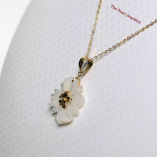 Load image into Gallery viewer, 14K Yellow Gold Carved Plumeria Mother of Pearl Pendant