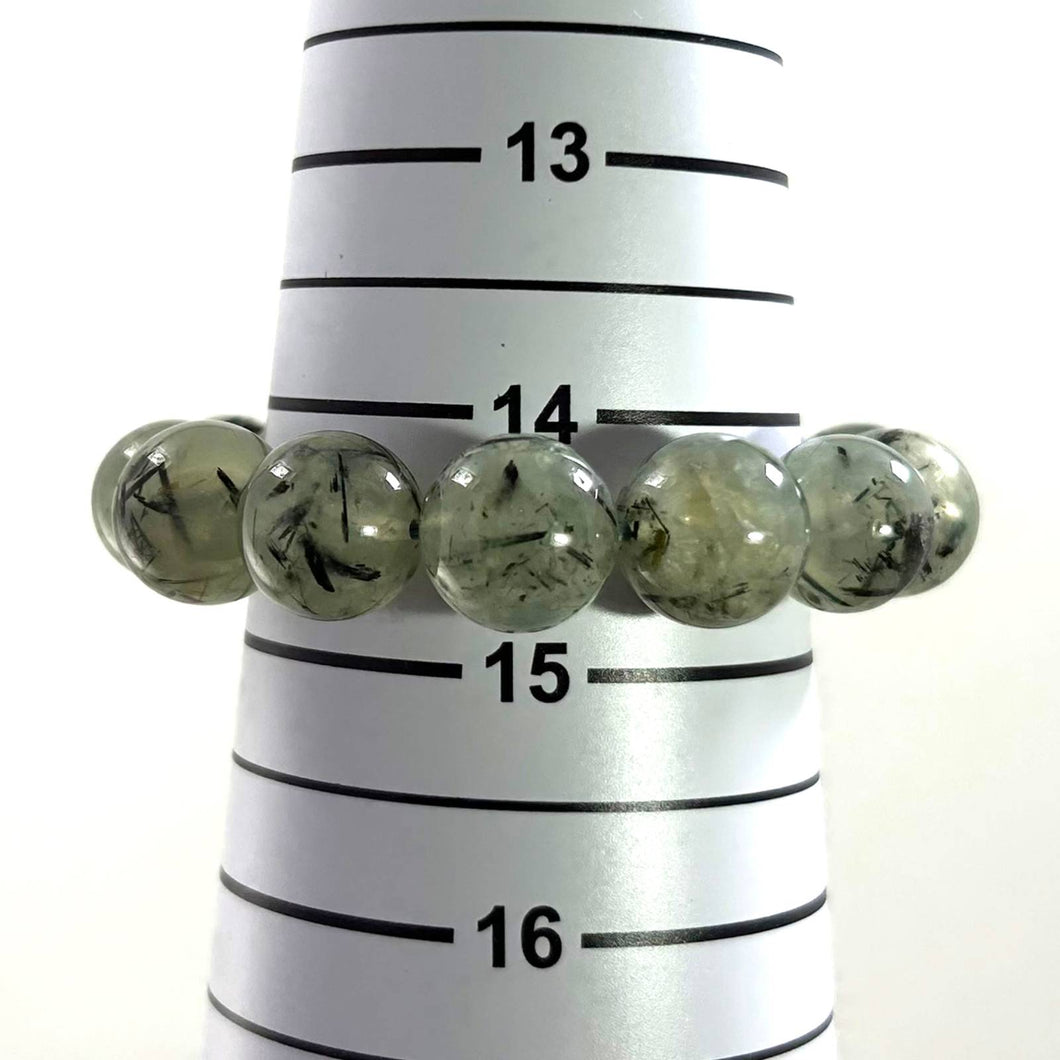 14mm Prehnite Gemstone Stretch Bracelet
