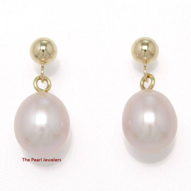 Premium Pink Pearl Dangle Earrings – 14k Yellow Gold
