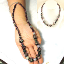 Load image into Gallery viewer, A Unique Design Purple Baroque Pearl &amp; Tourmaline Necklace 925 Silver Clasp TPJ