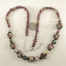 Load image into Gallery viewer, A Unique Design Purple Baroque Pearl &amp; Tourmaline Necklace 925 Silver Clasp TPJ