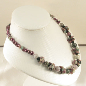 A Unique Design Purple Baroque Pearl & Tourmaline Necklace 925 Silver Clasp TPJ