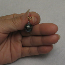 Load image into Gallery viewer, 14k Yellow Gold Rabbit-Ear Bale &amp; Diamond Accent Black-Peacock Tahitian Pearl Pendant