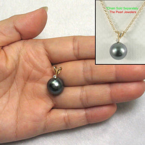 14k Yellow Gold Rabbit-Ear Bale & Diamond Tahitian Pearl Pendant