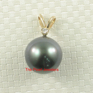 14k Yellow Gold Rabbit-Ear Bale & Diamond Tahitian Pearl Pendant