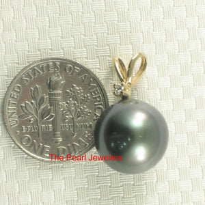 14k Yellow Gold Rabbit-Ear Bale & Diamond Tahitian Pearl Pendant