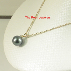 14k Yellow Gold Rabbit-Ear Bale & Diamond Tahitian Pearl Pendant