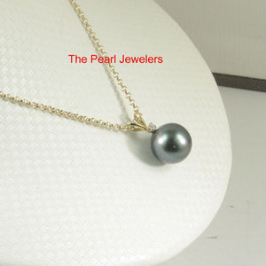 14k Yellow Gold Rabbit-Ear Bale & Diamond Tahitian Pearl Pendant