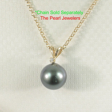 14k Yellow Gold Rabbit-Ear Bale & Diamond Tahitian Pearl Pendant