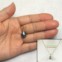 Load image into Gallery viewer, 14k Yellow Gold Rabbit-Ear Bale &amp; Diamond Tahitian Pearl Pendant