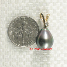 Load image into Gallery viewer, 14k Yellow Gold Rabbit-Ear Bale &amp; Diamond Tahitian Pearl Pendant