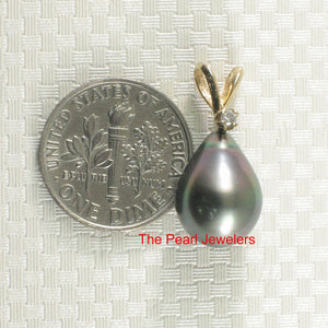 14k Yellow Gold Rabbit-Ear Bale & Diamond Tahitian Pearl Pendant
