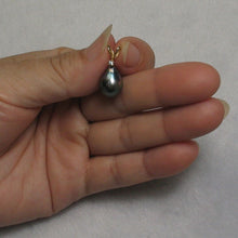 Load image into Gallery viewer, 14k Yellow Gold Rabbit-Ear Bale &amp; Diamond Tahitian Pearl Pendant