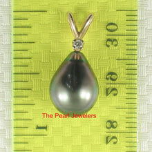 Load image into Gallery viewer, 14k Yellow Gold Rabbit-Ear Bale &amp; Diamond Tahitian Pearl Pendant