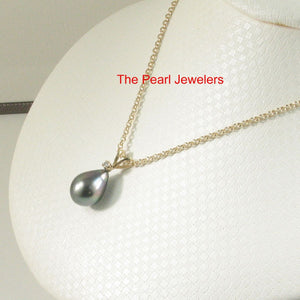 14k Yellow Gold Rabbit-Ear Bale & Diamond Tahitian Pearl Pendant