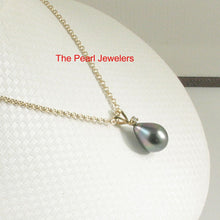 Load image into Gallery viewer, 14k Yellow Gold Rabbit-Ear Bale &amp; Diamond Tahitian Pearl Pendant
