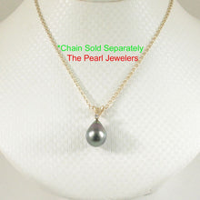 Load image into Gallery viewer, 14k Yellow Gold Rabbit-Ear Bale &amp; Diamond Tahitian Pearl Pendant
