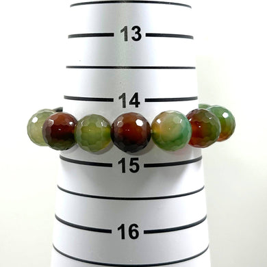 12mm Faceted Rainbow Agate Beads Stretch Bracelet