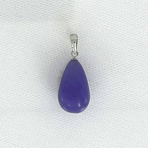 Real 14k White Gold Hand Carved Raindrop Lavender Jade Pendant