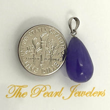 Load image into Gallery viewer, Real 14k White Gold Hand Carved Raindrop Lavender Jade Pendant
