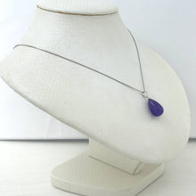 Load image into Gallery viewer, Real 14k White Gold Hand Carved Raindrop Lavender Jade Pendant