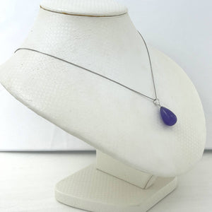 Real 14k White Gold Hand Carved Raindrop Lavender Jade Pendant