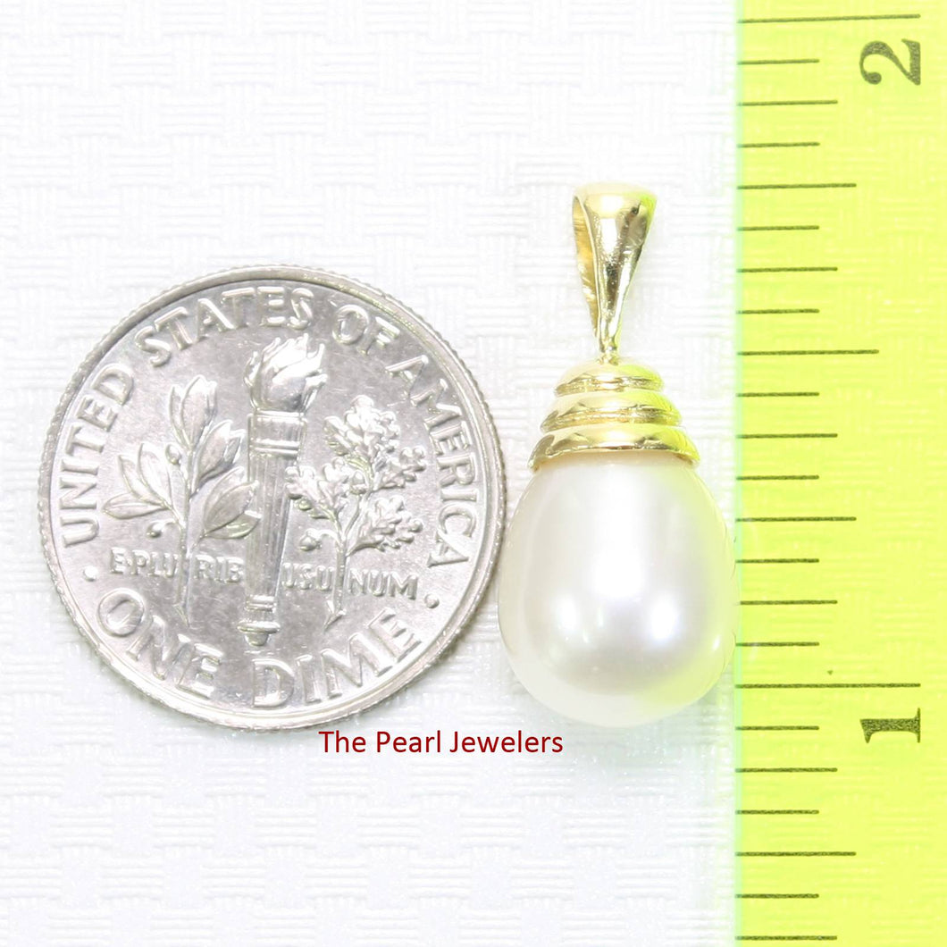 Raindrop Pearl Bell Pendant – 14k Yellow Gold