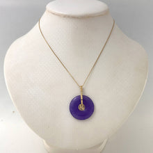 Load image into Gallery viewer, 14K Yellow Gold Good Luck “Fu” Lavender Jade Pendant Necklace